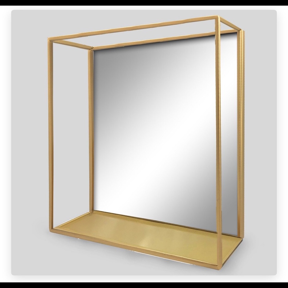 *BLACK* Wall Mirror with Shelf